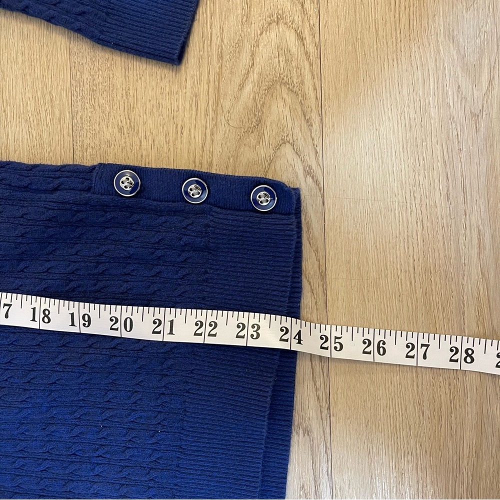 Karen Scott Navy Blue Cable Knit Sweater Women’s Size Medium 100% Cotton - Picture 11 of 13